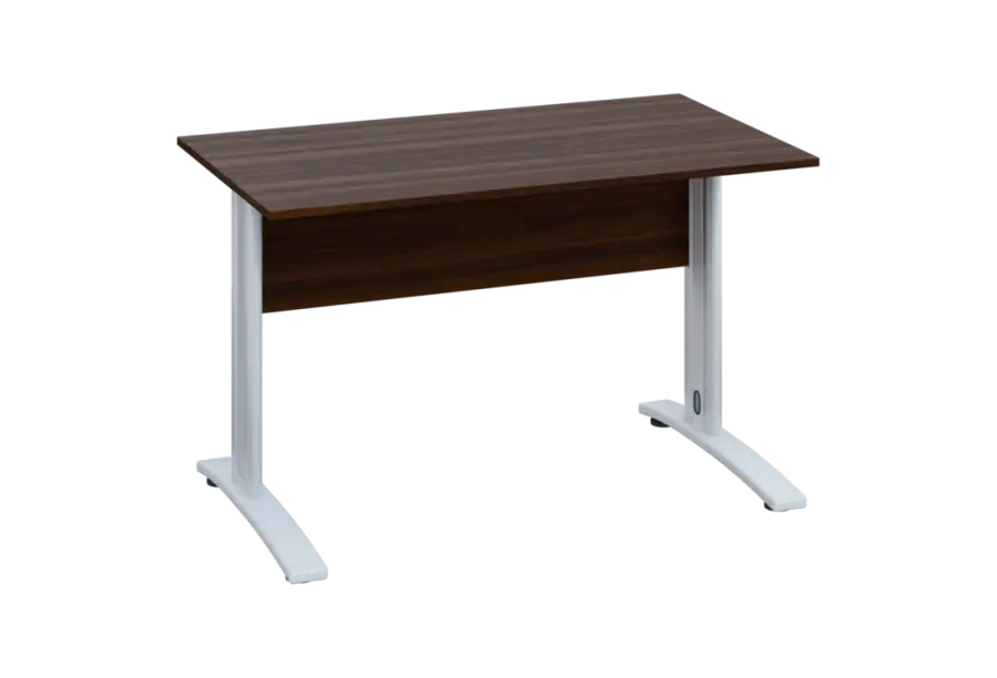 EPK 17 - 12 stůl kancelářský, kovová podnož bílá, deska 18 mm, široký 1200 mm, ořech královský